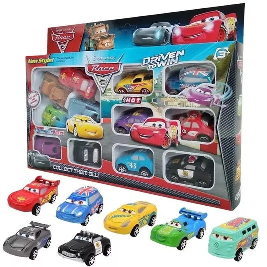 12pcs/Set Disney Pixar Cars Lightning Mcqueen Jackson Storm Mater Pvc Model Back-Force Car Toy For Kids Birthday Gift Set